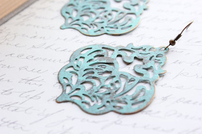 Damask Filigree Earrings - Aqua