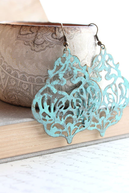 Damask Filigree Earrings - Aqua