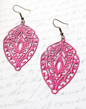 Load image into Gallery viewer, Big Filigree Earrings - Hot Pink