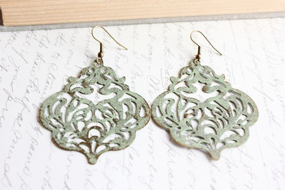 Damask Filigree Earrings - Sage
