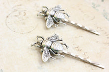 Load image into Gallery viewer, Bee Bobby Pins - Antiqued Silver (set of 2 pins)