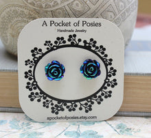 Load image into Gallery viewer, Shimmer Rose Studs - Black