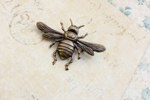 Bee Brooch - Antique Brass