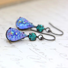 Load image into Gallery viewer, Cobalt Blue Vintage Glass Earrings