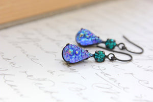 Cobalt Blue Vintage Glass Earrings