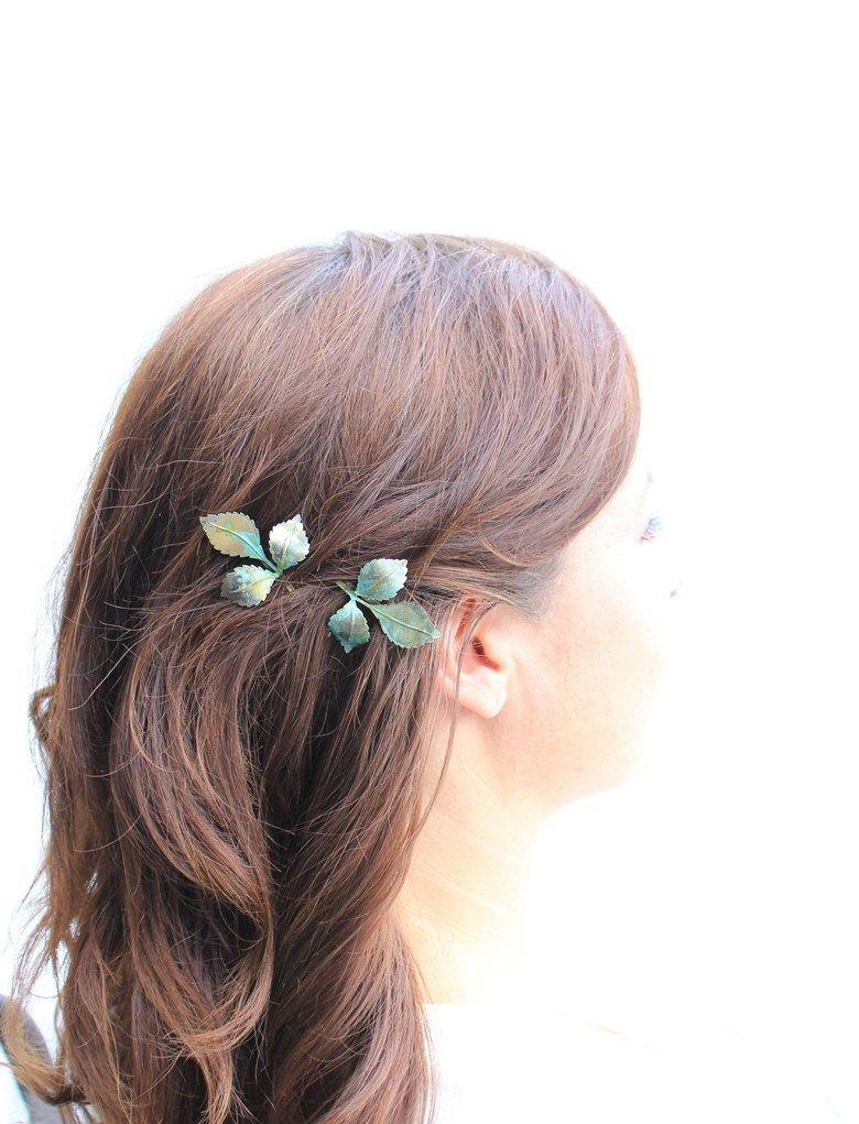 Leaf Bobby Pins - Verdigris