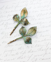 Load image into Gallery viewer, Leaf Bobby Pins - Verdigris