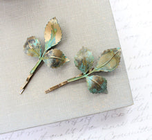 Load image into Gallery viewer, Leaf Bobby Pins - Verdigris
