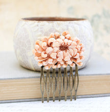 Load image into Gallery viewer, Peach Chrysanthemum Comb - C1079