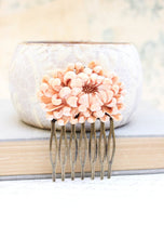 Load image into Gallery viewer, Peach Chrysanthemum Comb - C1079