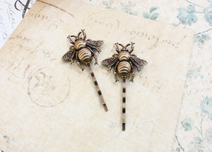 Bee Bobby Pins - Antiqued Brass