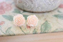 Load image into Gallery viewer, Light Peach Rose Stud Earrings -  Flower Studs