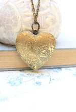 Load image into Gallery viewer, Large Heart Locket - Antiqued Brass