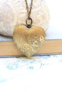 Large Heart Locket - Antiqued Brass
