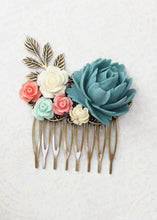 Load image into Gallery viewer, Teal and Coral Comb - C1024