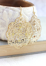 Load image into Gallery viewer, Lacy Filigree Earrings - Gold