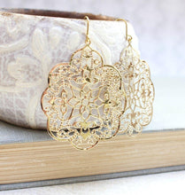 Load image into Gallery viewer, Lacy Filigree Earrings - Gold