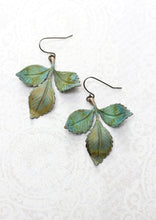 Load image into Gallery viewer, Three Leaf Branch Earrings - Gold Brass