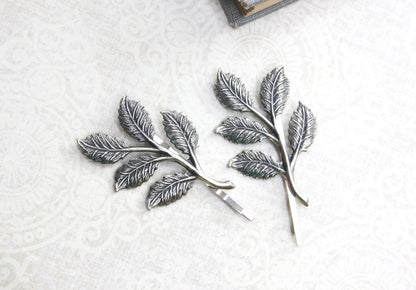 Branch Bobby Pins - Antiqued Silver (2 pin set)