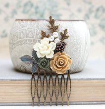 Load image into Gallery viewer, Rustic Floral Hair Comb - C1031