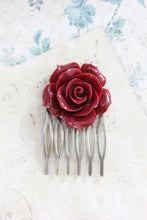 Load image into Gallery viewer, Red Rose Hair Comb - C1076