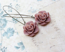 Load image into Gallery viewer, Long Dusty Rose Earrings