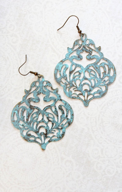 Damask Filigree Earrings - Aqua