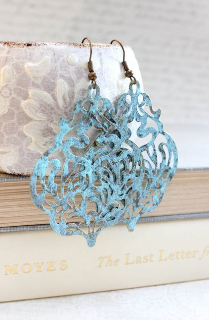 Damask Filigree Earrings - Aqua