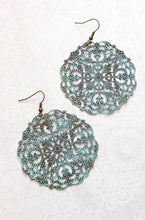 Load image into Gallery viewer, Big Lacy Filigree Earrings - Denim