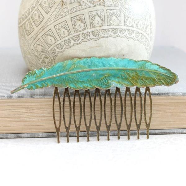 Feather Comb - Verdigris Patina