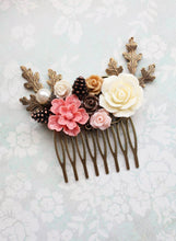 Load image into Gallery viewer, Rustic Pink Floral Comb - C1033