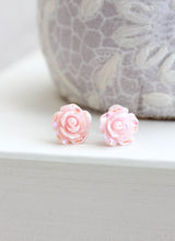 Load image into Gallery viewer, Shimmer Rose Studs - Light Pink
