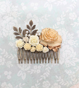 Flowers and Pearls Hair Comb - C1003