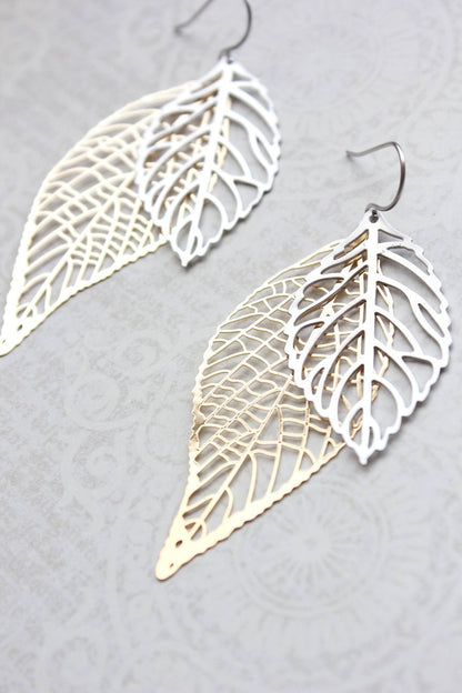 Double Leaf Filigree Earrings