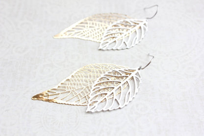 Double Leaf Filigree Earrings