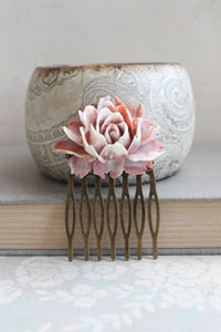 Dusty Pink Rose Comb - C1078