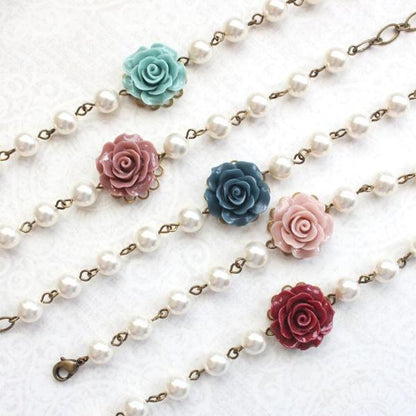 Rose and Pearl Bracelets