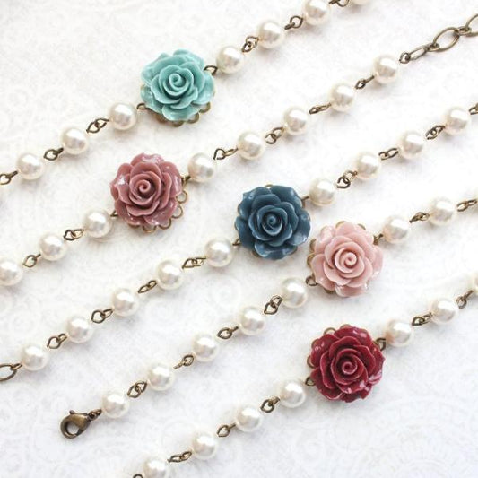 Rose and Pearl Bracelets