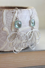 Load image into Gallery viewer, Silver Loop Earrings - Aqua