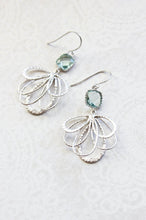 Load image into Gallery viewer, Silver Loop Earrings - Aqua