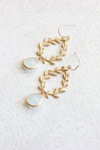 Gold Laurel Wreath Earrings - Alice Blue