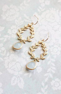 Gold Laurel Wreath Earrings - Alice Blue