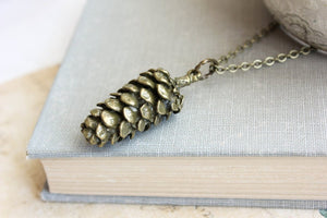 Big Silver Pine Cone Necklace