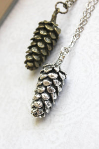 Big Silver Pine Cone Necklace