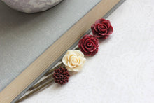 Load image into Gallery viewer, Deep Red Rose Bobby Pins - BP1210