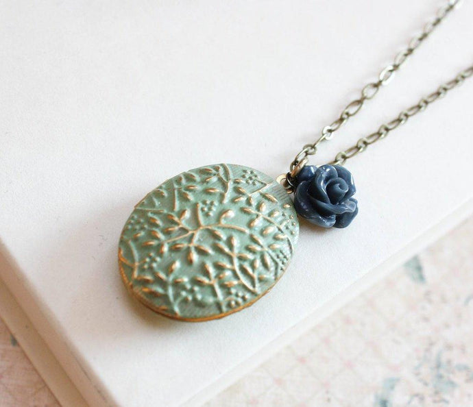 Locket Necklace - Sage Green