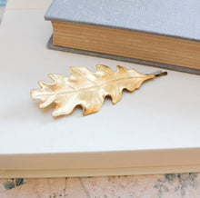 Load image into Gallery viewer, Raw Gold Brass Oak Leaf Bobby Pin