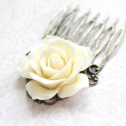 Ivory Cream Rose Comb