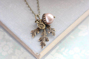 Acorn Necklace - Almond Blush