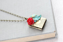 Load image into Gallery viewer, Book Locket - Red Rose